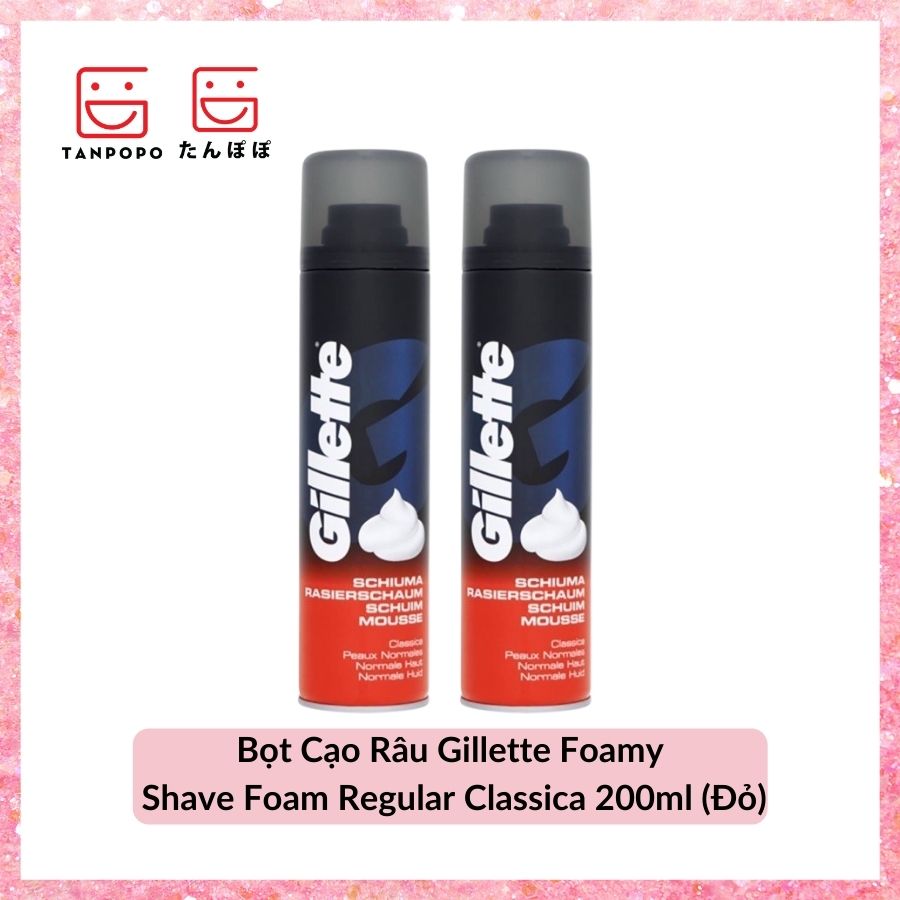 Bọt Cạo Râu Gillette Foamy Shave Foam Regular Classica 200ml (Đỏ)