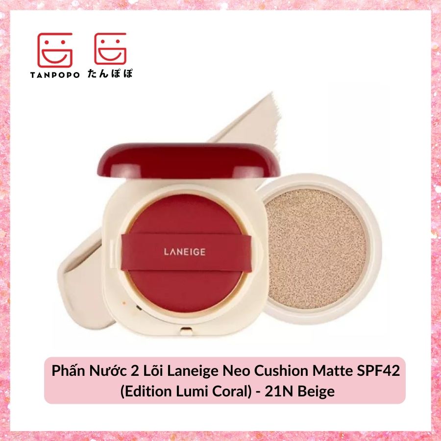 Phấn Nước 2 Lõi Laneige Neo Cushion Matte SPF42 (Edition Lumi Coral) - 21N Beige