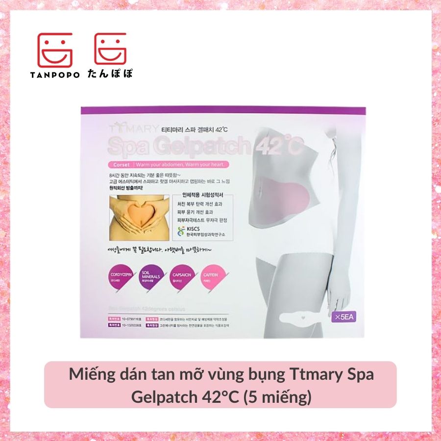 Miếng dán tan mỡ vùng bụng Ttmary Spa Gelpatch 42°C (5 miếng)