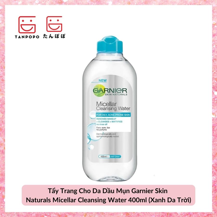 Tẩy Trang Cho Da Dầu Mụn Garnier Skin Naturals Micellar Cleansing Water  (Xanh Da Trời)