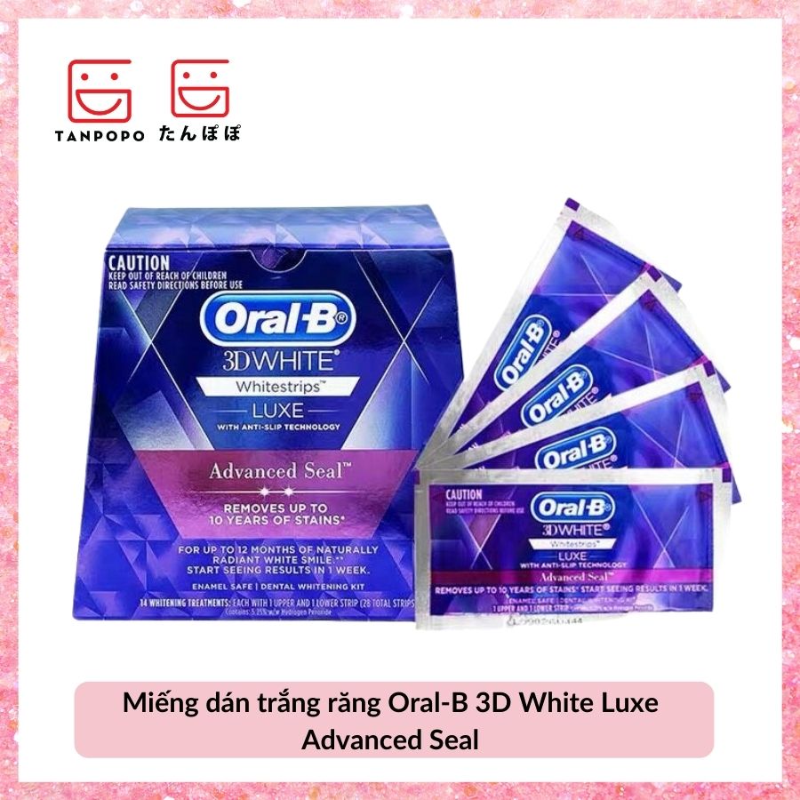 Miếng dán trắng răng Oral B 3D White Luxe Advanced Seal