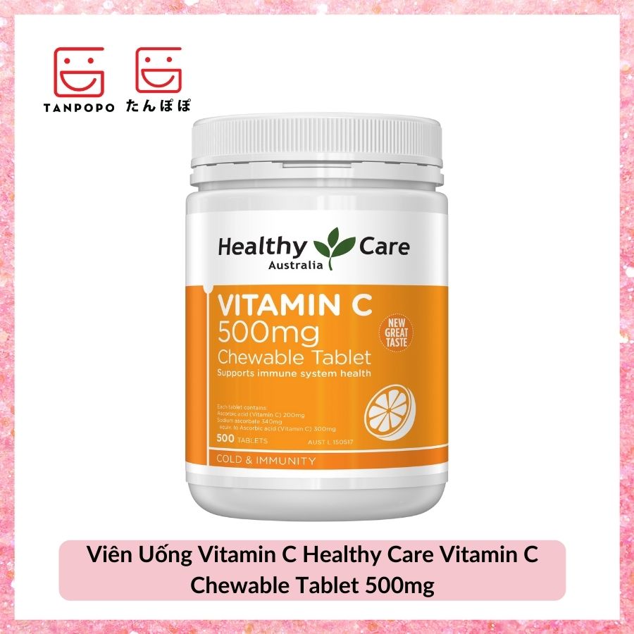 Viên Uống Vitamin C Healthy Care Vitamin C Chewable Tablet 500mg