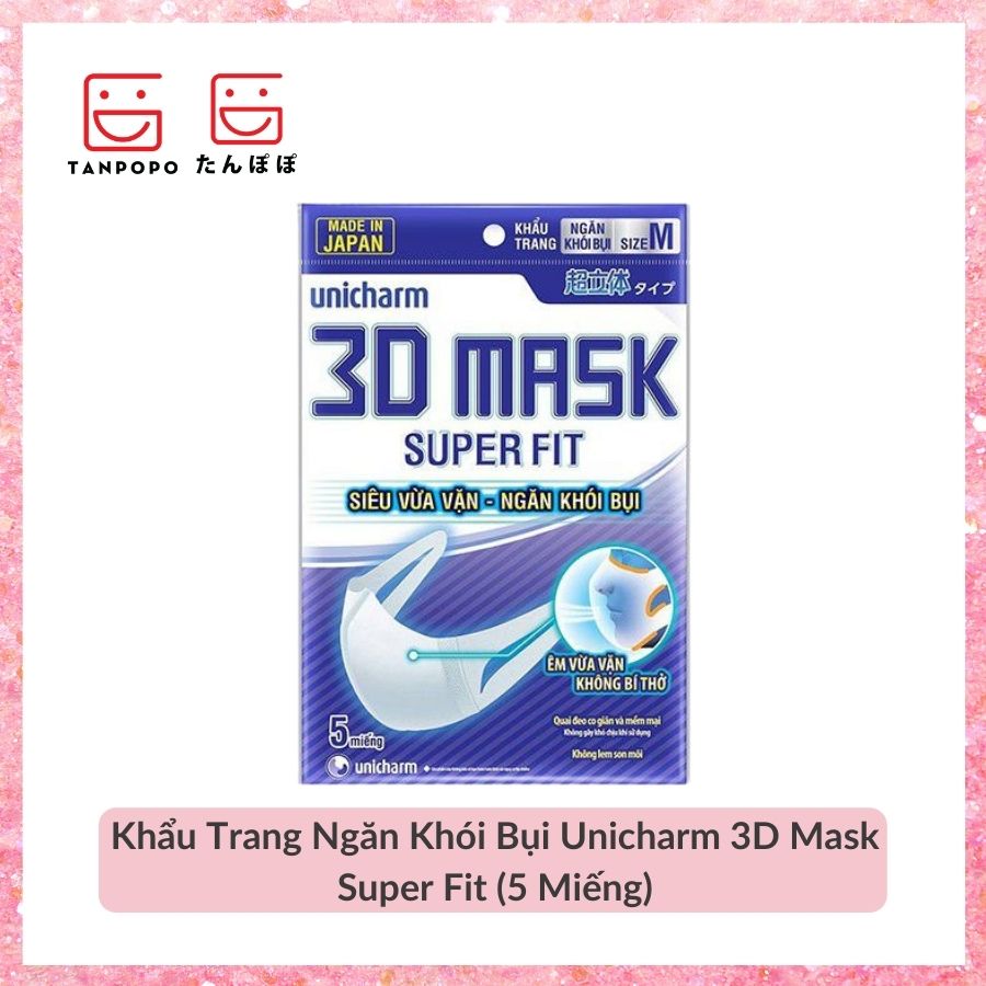 Khẩu Trang Ngăn Khói Bụi Unicharm 3D Mask Super Fit (5 Miếng)