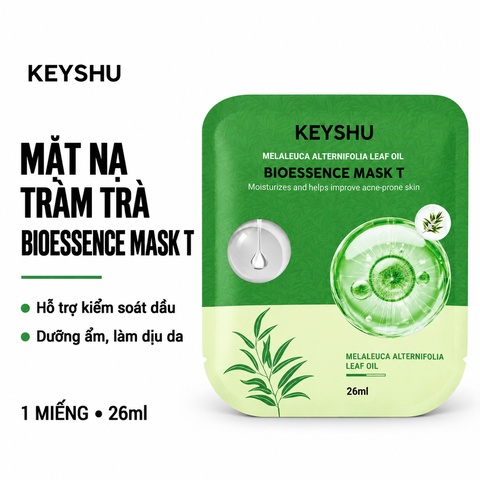 Mặt Nạ Tràm Trà Keyshu Melaleuca Alternifolia Leaf Oil Bioessence Mask T 26ml