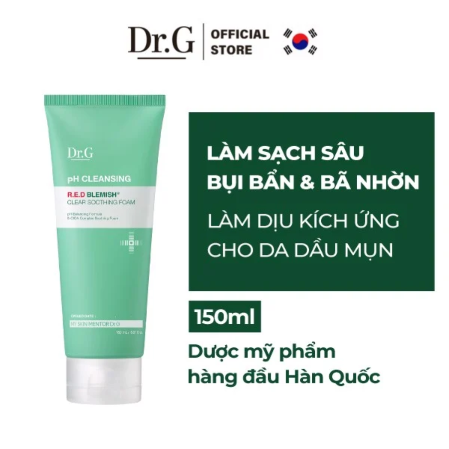 Sữa Rửa Mặt Cho Da Dầu Mụn Dr.G pH Cleansing R.E.D Blemish Clear Soothing Foam 150ml