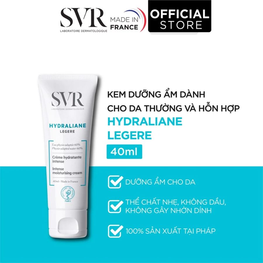 Kem Dưỡng Ẩm Chuyên Sâu SVR Cho Da Thường Đến Da Hỗn Hợp Hydraliane Legere 40ml [Việt Nữ]