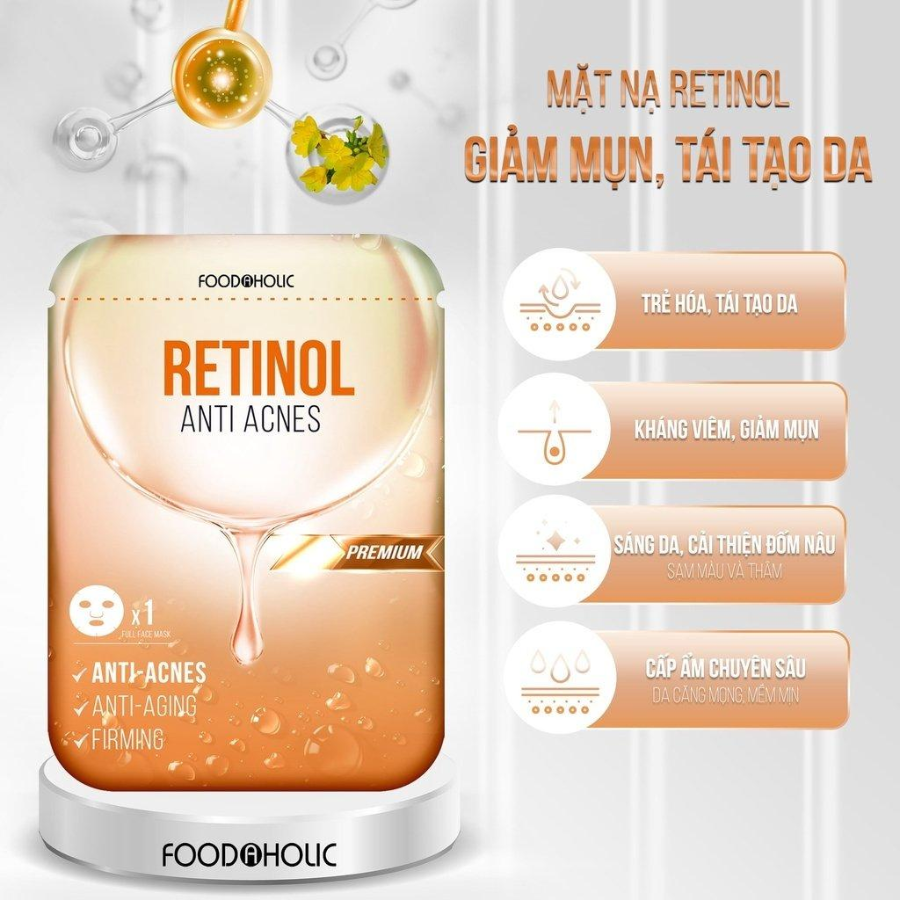 Mặt Nạ Giấy Foodaholic Giảm Mụn, Tái Tạo Da Premium Retinol Anti Acnes