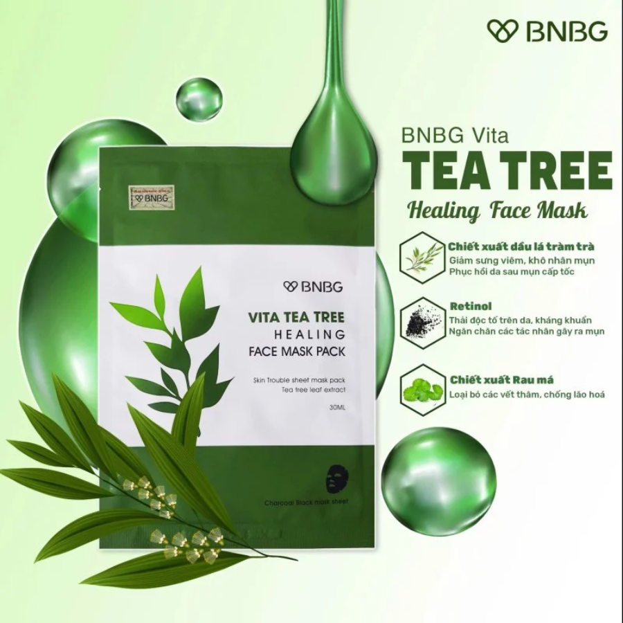 Mặt Nạ Giấy Tràm Trà Giảm Mụn BNBG Vita Teatree Healing Face