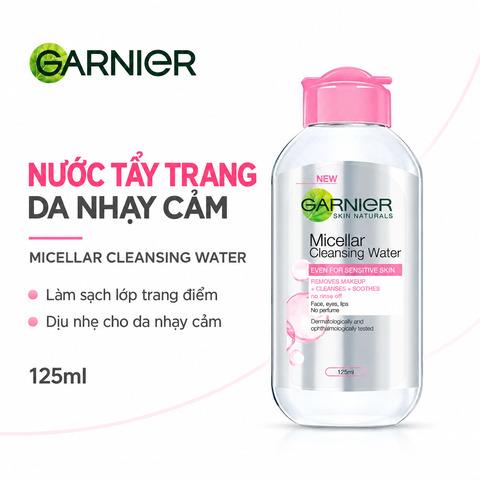 Nước Tẩy Trang Garnier Dành Cho Da Nhạy Cảm Micellar Cleansing Water For Sensitive Skin (Hồng)
