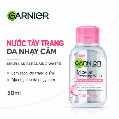 Nước Tẩy Trang Garnier Dành Cho Da Nhạy Cảm Micellar Cleansing Water For Sensitive Skin (Hồng)