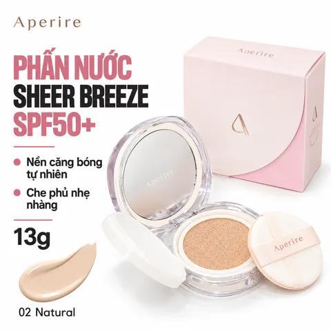 Phấn nước Aperire Sheer Breeze Cushion SPF50+ 13g màu 02 Natural