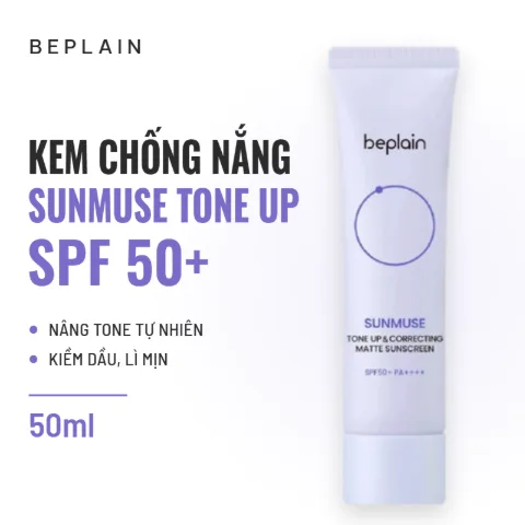 Kem Chống Nắng Beplain Sunmuse Tone Up & Correcting Matte Sunscreen SPF50+ (Tím Nhạt)