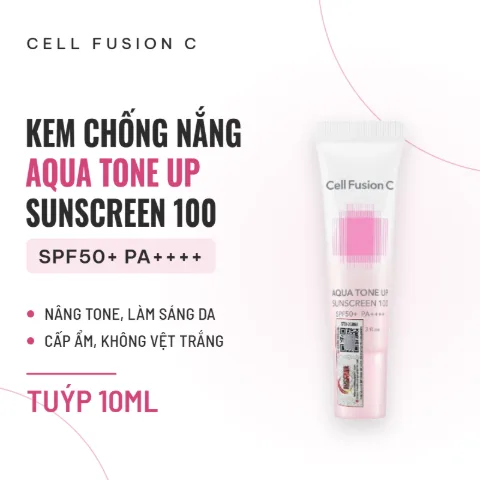Kem Chống Nắng Cell Fusion C Aqua Tone Up Sunscreen 100 SPF50+ (Hồng) - Tuýp 10ml