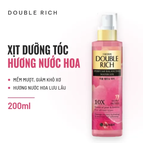 Xịt Dưỡng Tóc Hương Nước Hoa Double Rich Perfume Blancing Water 10X 200ml (Hồng) - ảnh 2