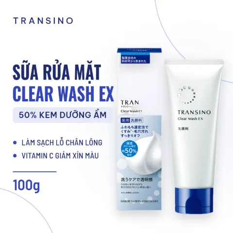 Sữa Rửa Mặt Trắng Da Mờ Thâm Nám Transino Clear Wash Ex 100g