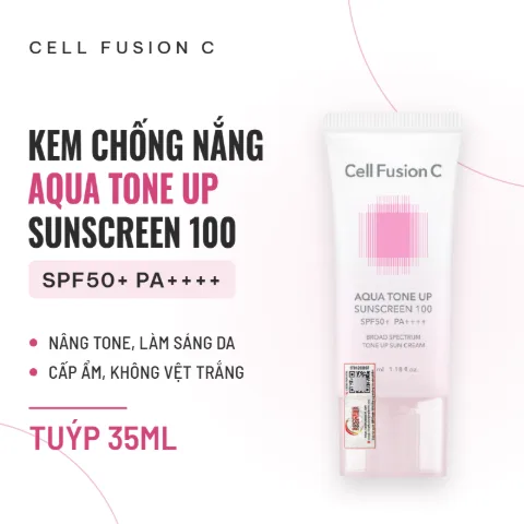 Kem Chống Nắng Cell Fusion C Aqua Tone Up Sunscreen 100 SPF50+ (Hồng) - 35ml