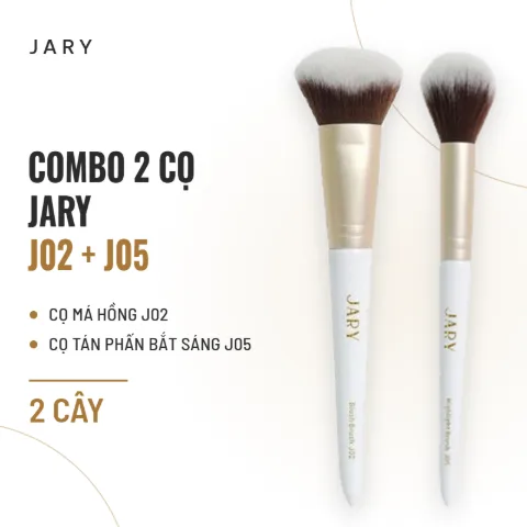 Combo 2 Cọ Jary Cọ Má Hồng J02 & Cọ Tán Phấn Bắt Sáng J05
