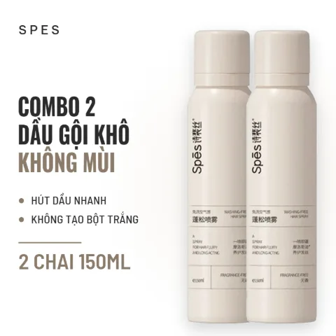 Dầu Gội Khô Spes Washing-Free Hair Spray 150ml - Combo 2 Fragrance Free (Không Mùi)