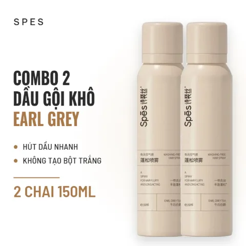Dầu Gội Khô Spes Washing-Free Hair Spray 150ml - Combo 2 Earl Grey Tea (Hương Trà Bá Tước)