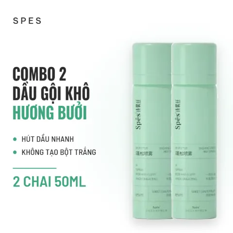 Dầu Gội Khô Spes For Hair Fluffy And Long Acting 50ml - Combo 2 Sweet Grapefruit (Hương Bưởi)