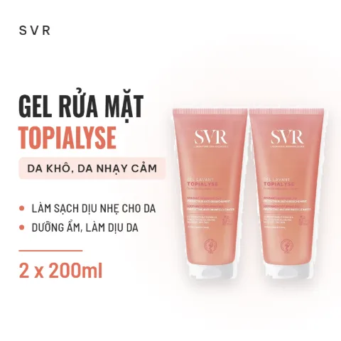 Gel Rửa Mặt Dành Cho Da Khô Và Da Nhạy Cảm SVR Gel Lavant Topialyse - Combo 2 200ml