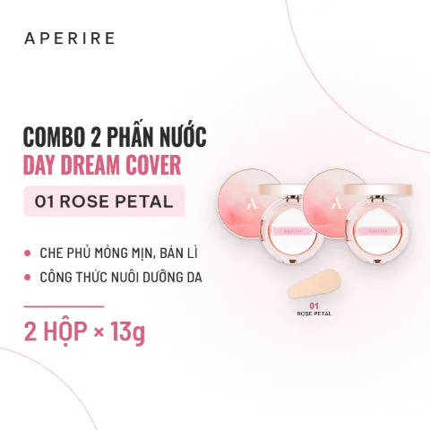 Phấn Nước Aperire Day Dream Cover 13g - Combo 2 01 Rose Petal