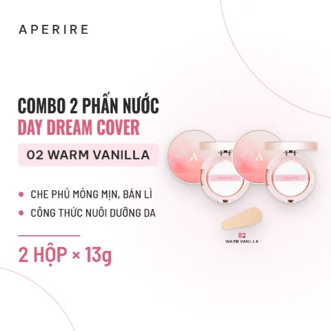 Phấn Nước Aperire Day Dream Cover 13g - Combo 2 02 Warm Vanilla