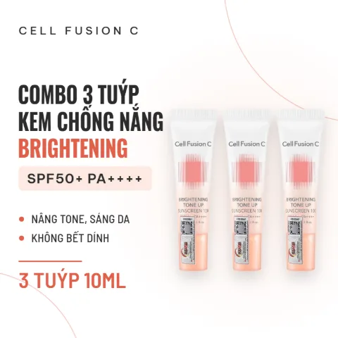 Kem Chống Nắng Cell Fusion C Brightening Tone Up Sunscreen 100 SPF50+ (Cam) - Combo 3 Tuýp 10ml