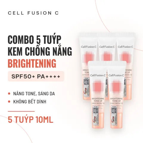 Kem Chống Nắng Cell Fusion C Brightening Tone Up Sunscreen 100 SPF50+ (Cam) - Combo 5 Tuýp 10ml