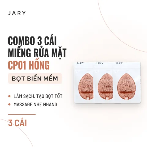 Miếng Rửa Mặt Bọt Biển Jary Cleansing Sponge - Combo 3 CP01 Hồng