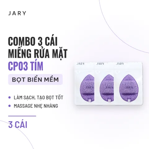 Miếng Rửa Mặt Bọt Biển Jary Cleansing Sponge - Combo 3 CP03 Tím