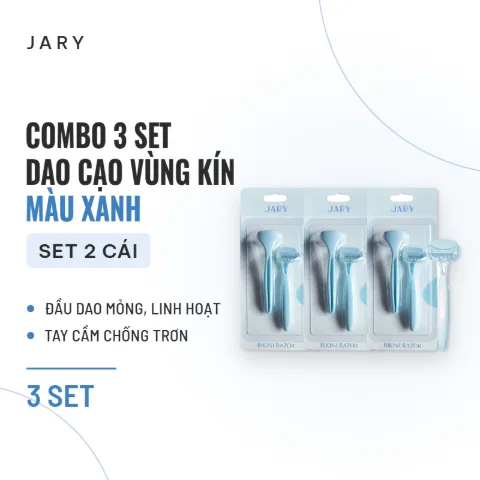Set 2 Cái Dao Cạo Lông Vùng Kín Jary Bikini Razor - Combo 3 Xanh