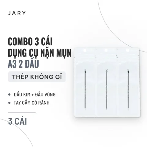 Dụng Cụ Nặn Mụn 2 Đầu Jary Acne Removal Tool A3 - Combo 3 Cái
