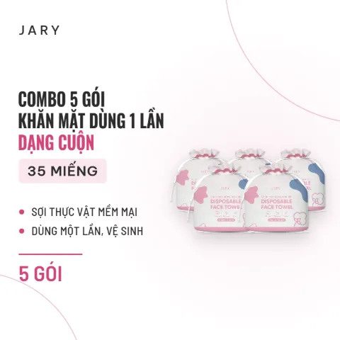 Khăn Mặt Dùng Một Lần Dạng Cuộn Jary Disposable Face Towel (35 Miếng) - Combo 5 Gói