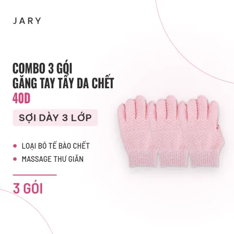 Găng Tay Tẩy Tế Bào Chết Jary Body Exfoliating Massage Gloves - 40D - Combo 3 Gói