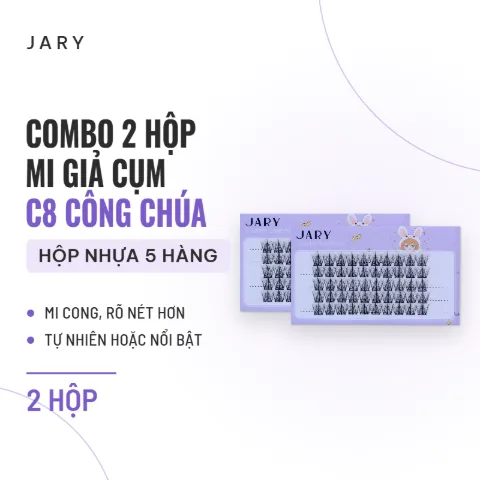 Mi Giả Cụm Tự Nhiên Jary Cluster Lashes (5 Hàng) (Không Có Keo) - Combo 2 C8 Công Chúa