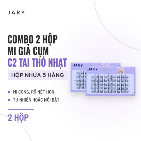 Mi Giả Cụm Tự Nhiên Jary Cluster Lashes (5 Hàng) (Không Có Keo) - Combo 2 C2 Tai Thỏ Nhạt