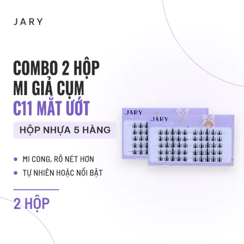 Mi Giả Cụm Tự Nhiên Jary Cluster Lashes (5 Hàng) (Không Có Keo) - Combo 2 C11 (Mắt Ướt)