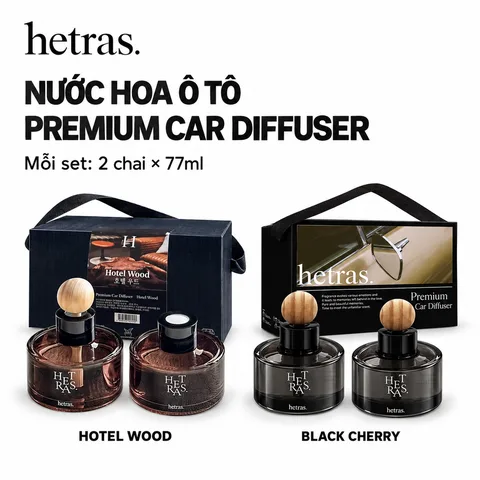 Set Tinh Dầu Nước Hoa Ô Tô Hetras Premium Car Diffuser 77ml x2