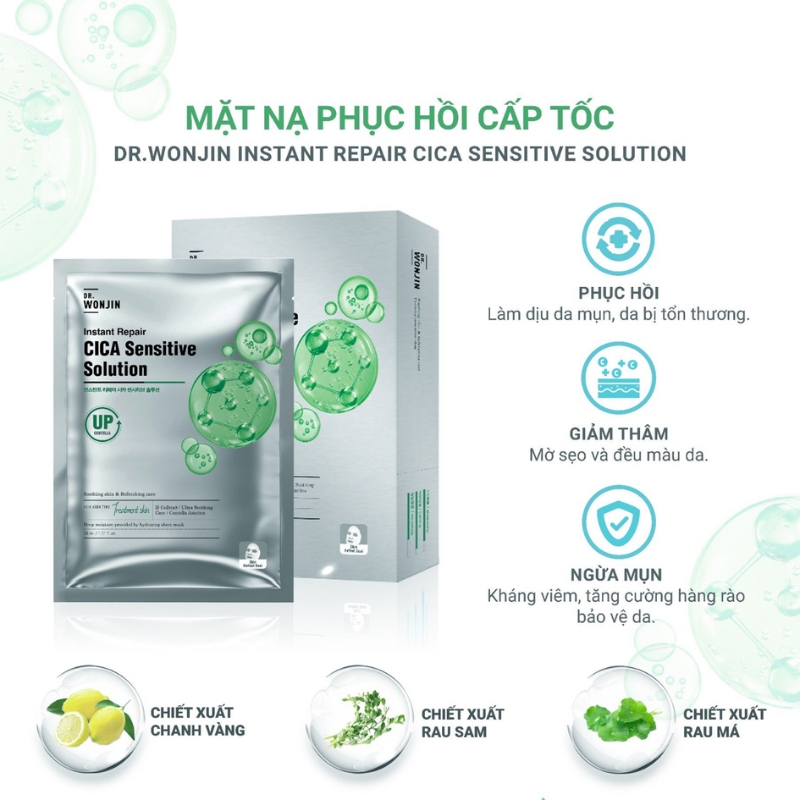 Mặt Nạ Phục Hồi Cấp Tốc Dr Wonjin Instant Repair Cica Sensitive Solution 30ml