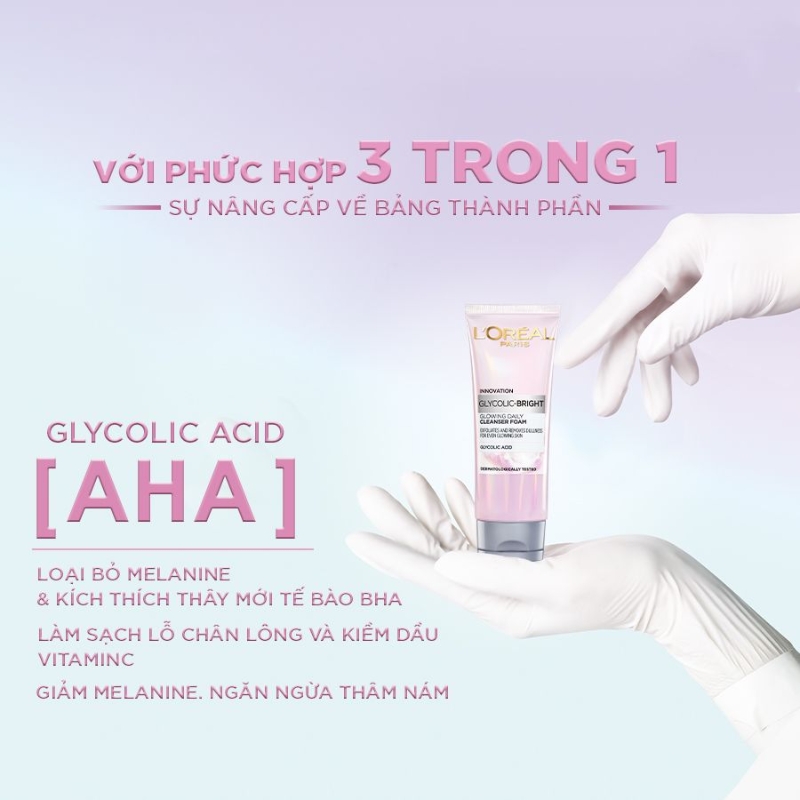 Sữa Rửa Mặt L’Oreal Sáng Da Glycolic Bright 100ml