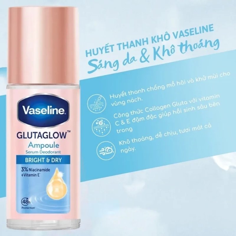 Lăn Khử Mùi Vaseline Glutaglow Ampoule 48h 45ml