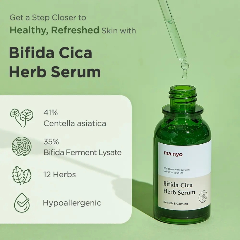 Tinh Chất Rau Má Ma:nyo Làm Dịu, Kiểm Soát Dầu Thừa Bifida Cica Herb Serum 50ml