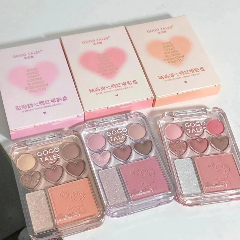 Bảng Phấn Mắt Và Má Hồng 8 Ô Gogo Tales Stick Sweet Heart Powder Blusher Eyeshadow Palette 9.5g
