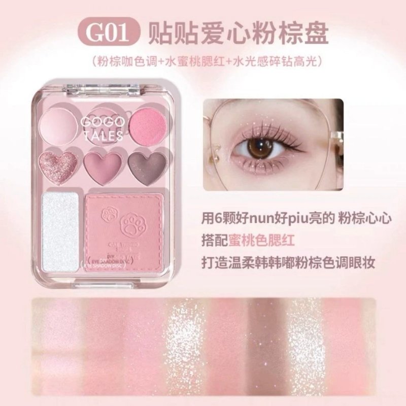 Bảng Phấn Mắt Và Má Hồng 8 Ô Gogo Tales Stick Sweet Heart Powder Blusher Eyeshadow Palette 9.5g