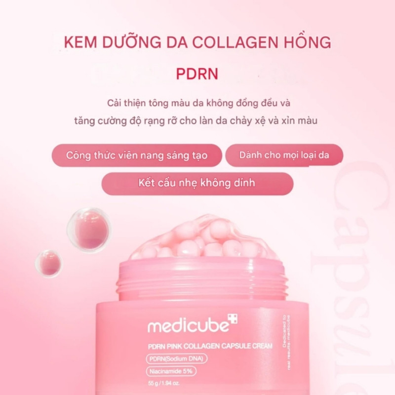 Kem Dưỡng Medicube PDRN Pink Collagen Capsule Cream 55g