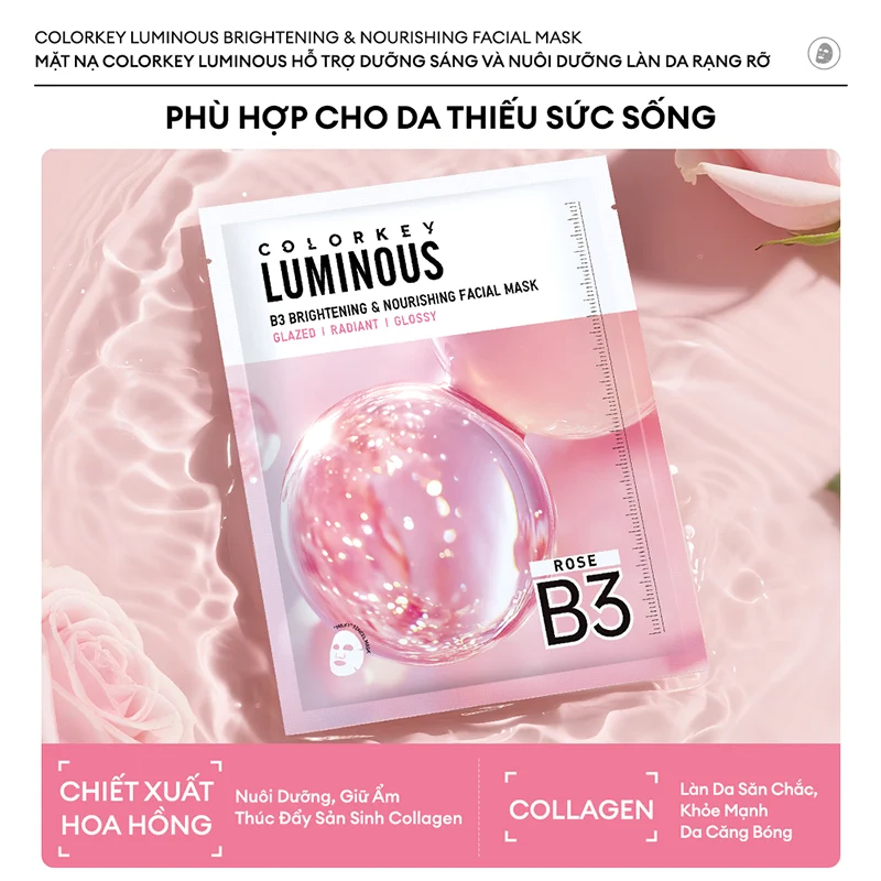 Mặt Nạ Giấy Colorkey Luminous B3 Brightening Facical Mask 30ml