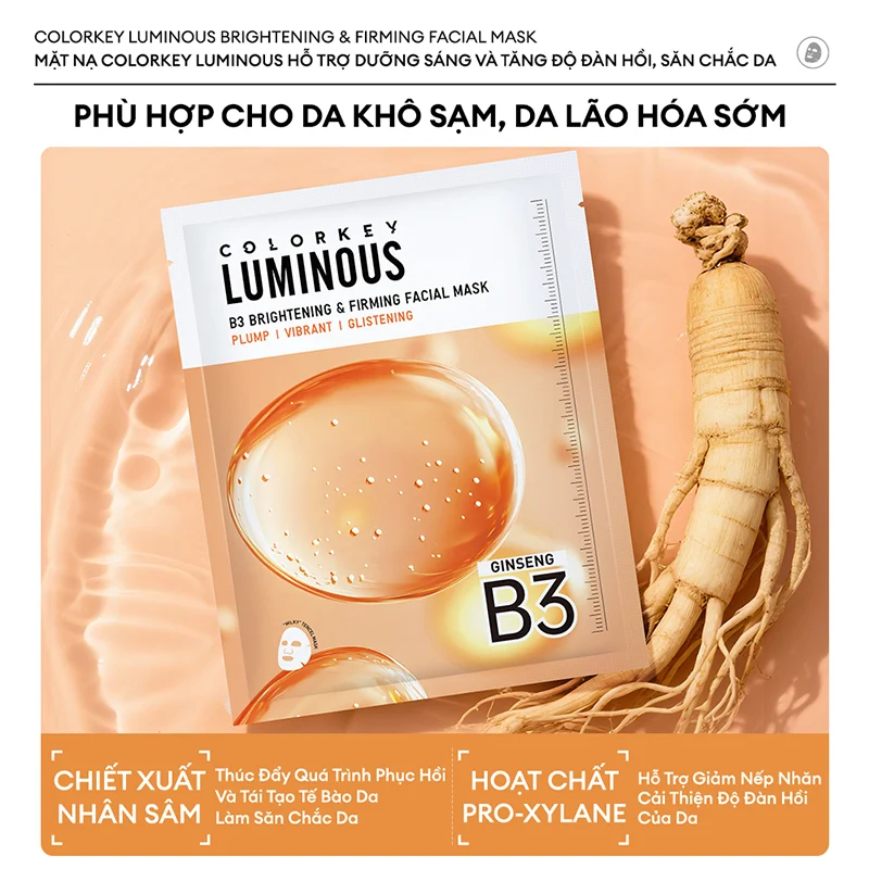 Mặt Nạ Giấy Colorkey Luminous B3 Brightening Facical Mask 30ml