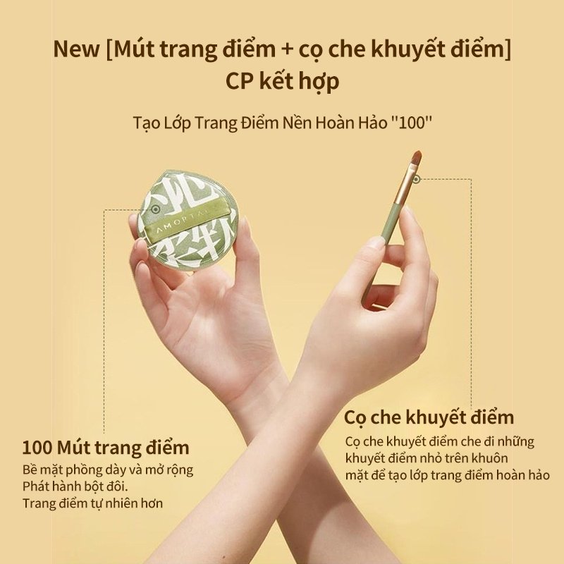 Set 2 Mút Trang Điểm Đánh Nền Bông Phấn Mềm Mịn Cao Cấp Amortals (Kèm Cọ Trang Điểm)