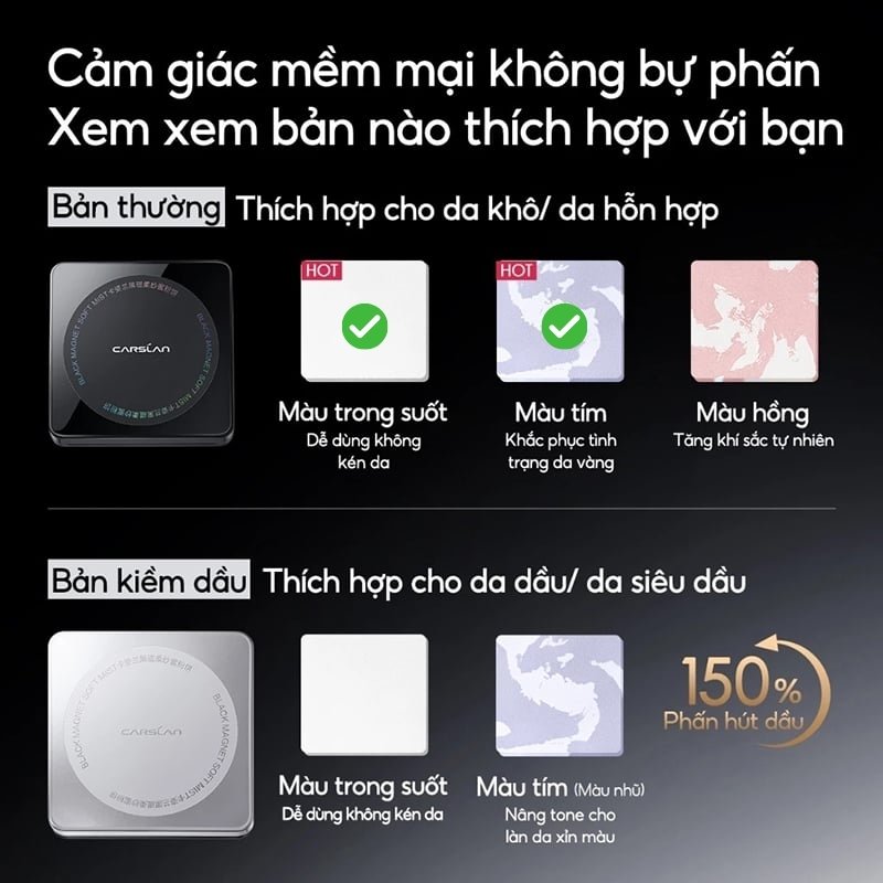 Phấn Nén Kiềm Dầu Carslan Black Magnet Soft Mist Powder 8g (Hộp Đen) (Nhập Khẩu)
